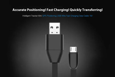 Intelligent Tracker Mini GPS Positioning USB Wire Fast Charging Data Cable 1M - BLACK tracksyshop