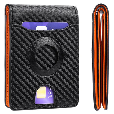 Carbon Fiber Leather Wallet Tracker Men pawello
