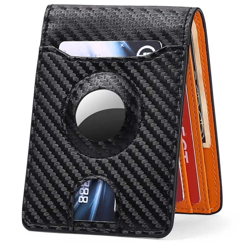 Carbon Fiber Leather Wallet Tracker Men pawello