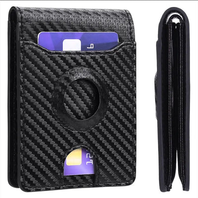 Carbon Fiber Leather Wallet Tracker Men pawello